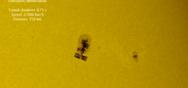 video shows ISS crossing the sun’s face during a spacewalk